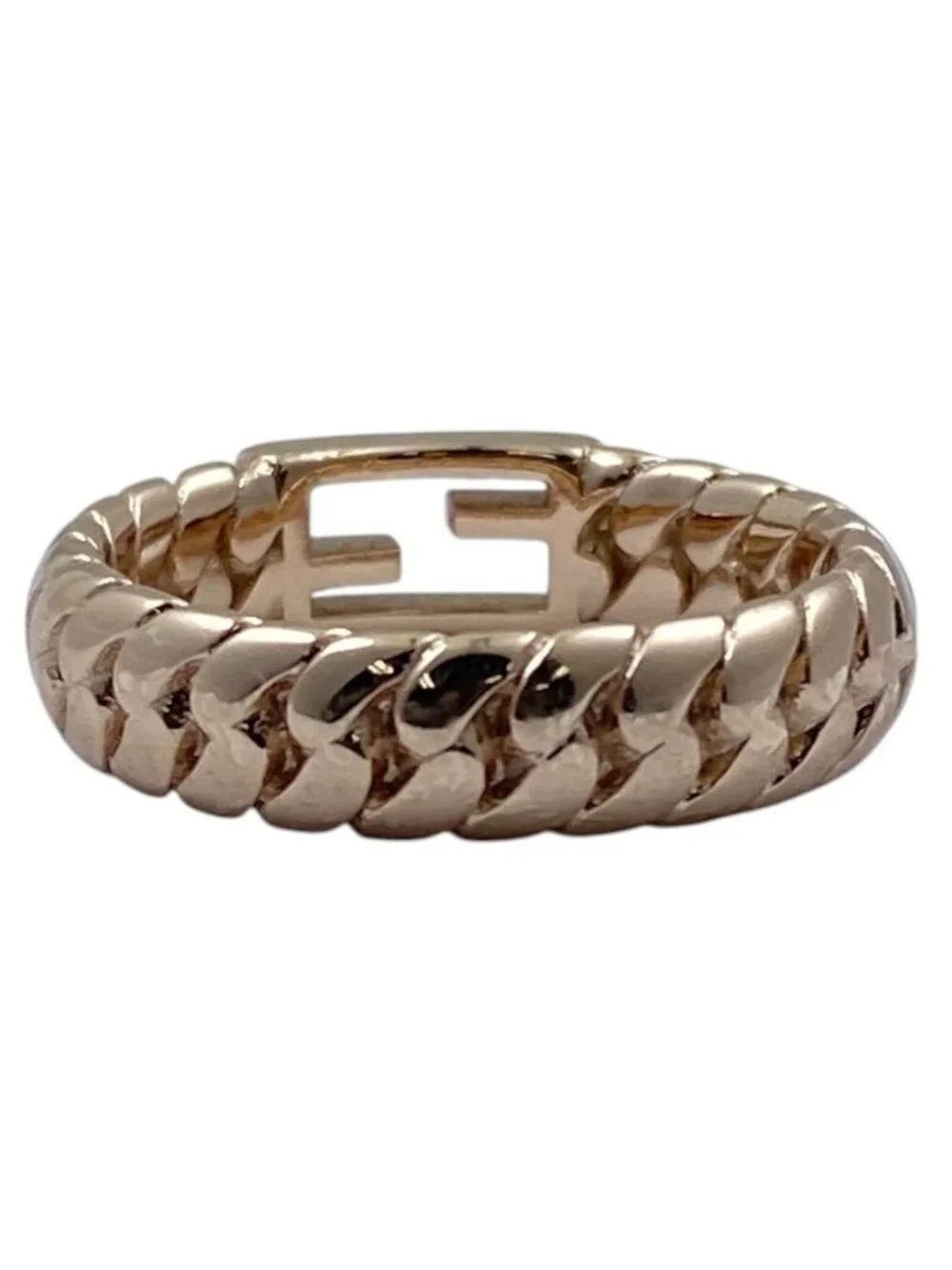 Fendi Bucket Ring FF Logo Accessory Gold Plated